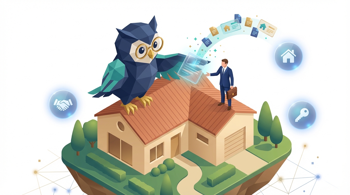 Nestor owl delivering property intelligence to a real estate professional